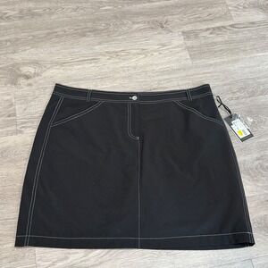 Birdee Sport Women Black Contrast Stitch Skort Golf‎ Tennis Skirt Size 14 NEW